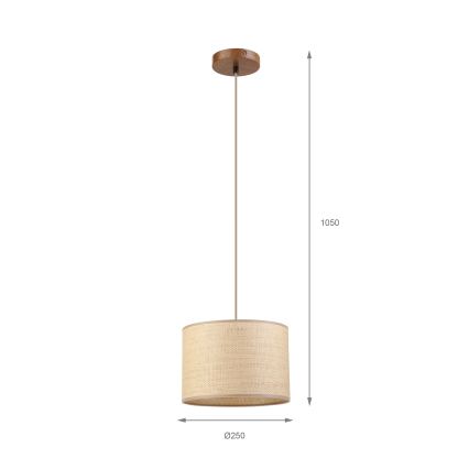 AIDA juhtmega rippvalgusti, 1xE27/15W/230V, Ø 25 cm, tamm/rafia