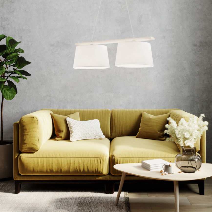 AIDA rippvalgusti kaabliga 2xE27/60W/230V läbimõõt 35 cm tamm/valge