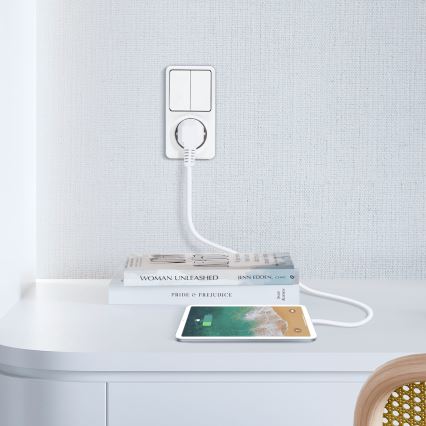 Aigostar - Majapidamise lüliti 2P koos pistikupesaga 1x10A/250V SCHUKO