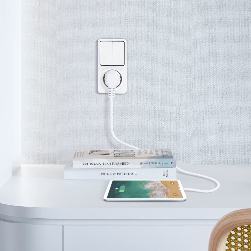 Aigostar - Majapidamise lüliti 2P koos pistikupesaga 1x10A/250V SCHUKO