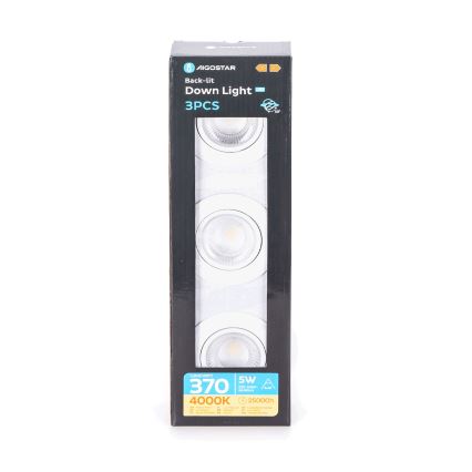 Aigostar - 3-osaline LED laevi valgusti LED/5W/230V 4000K läbimõõt 8,5 cm valge
