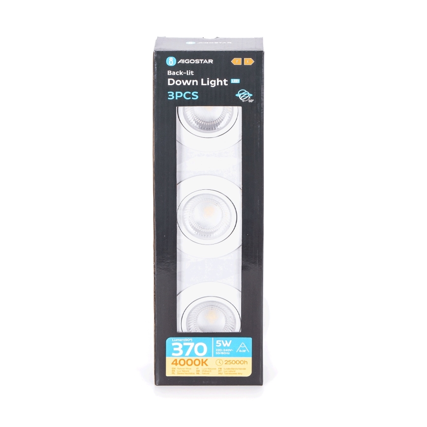 Aigostar - 3-osaline LED laevi valgusti LED/5W/230V 4000K läbimõõt 8,5 cm valge
