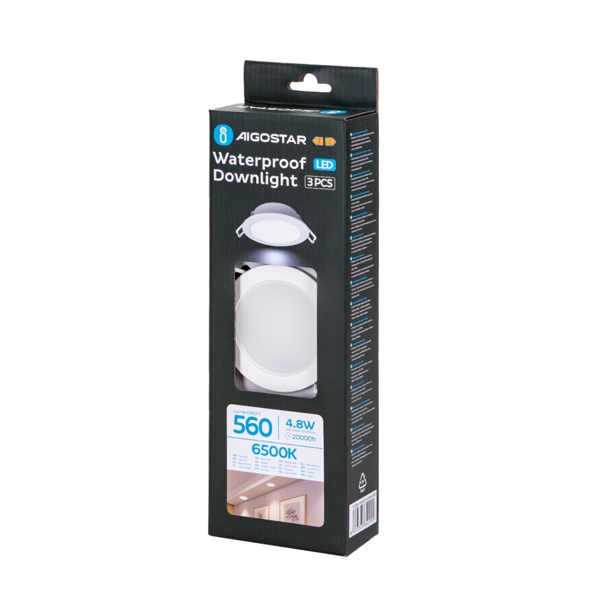 Aigostar - 3-osaline LED vannitoavalgustuskomplekt LED/4,8W/230V IP65 valge