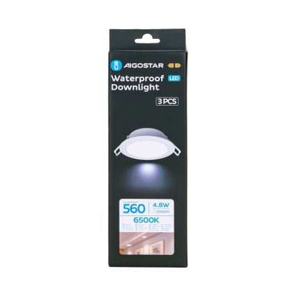 Aigostar - 3-osaline LED vannitoavalgustuskomplekt LED/4,8W/230V IP65 valge