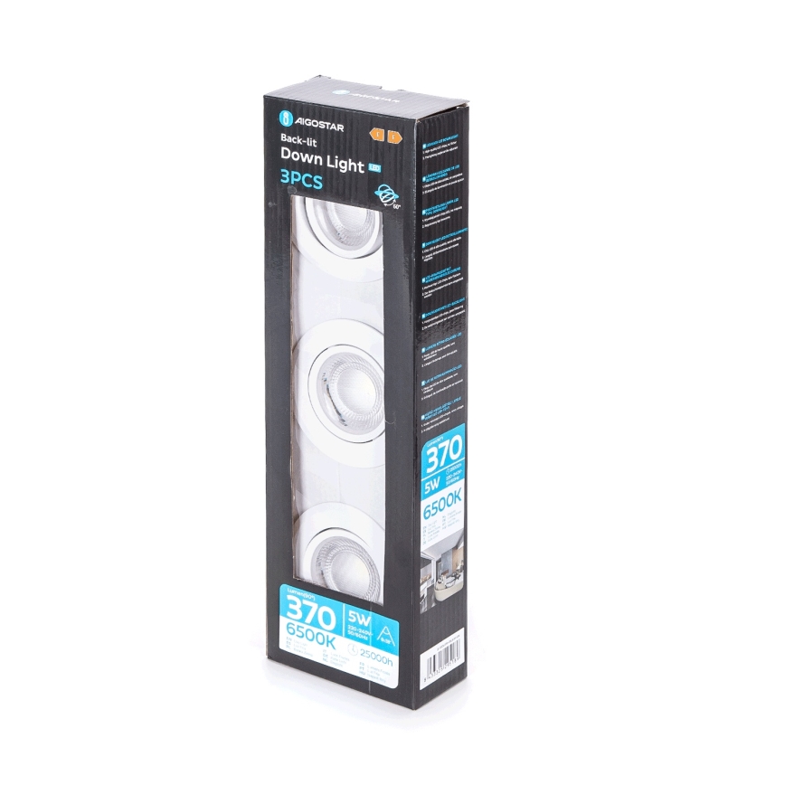 Aigostar - 3 tk LED laesvalgusti LED/5W/230V 6500K läbimõõt 8,5 cm valge