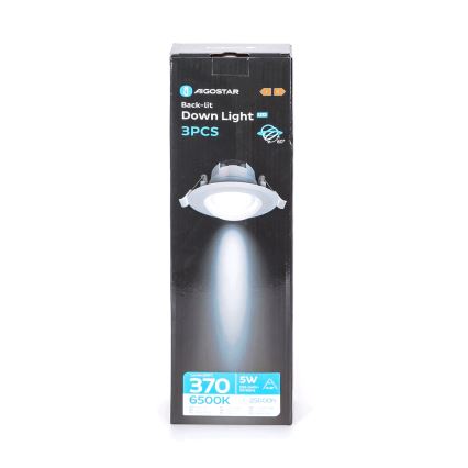 Aigostar - 3 tk LED laesvalgusti LED/5W/230V 6500K läbimõõt 8,5 cm valge