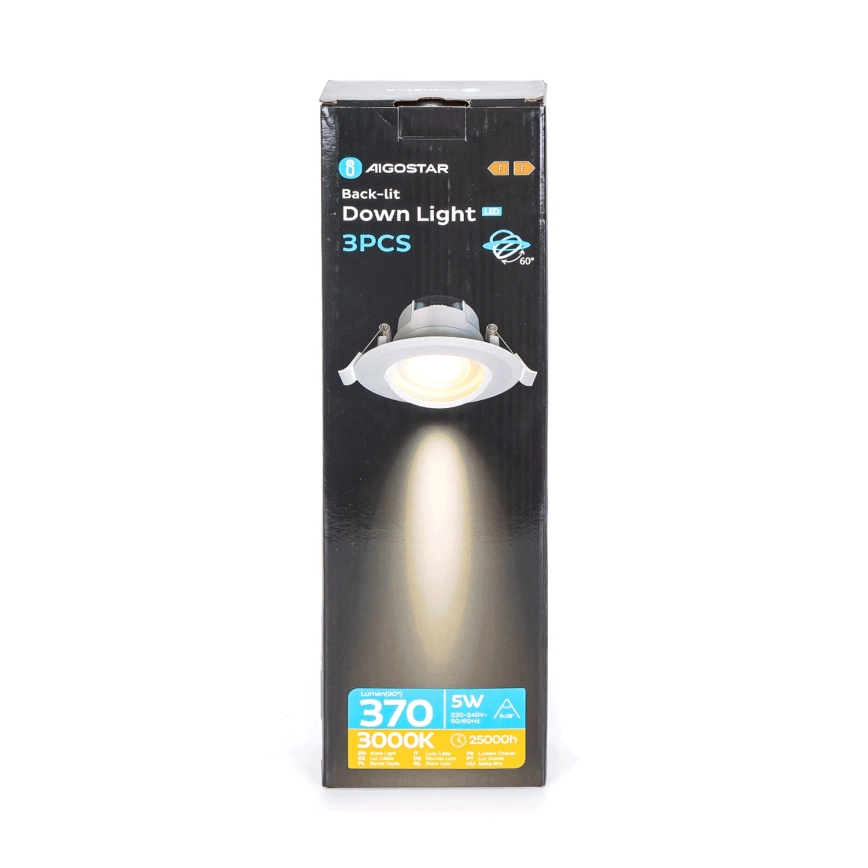 Aigostar - 3-tükiline LED laelamp LED/5W/230V 3000K, diameeter 8,5 cm, valge