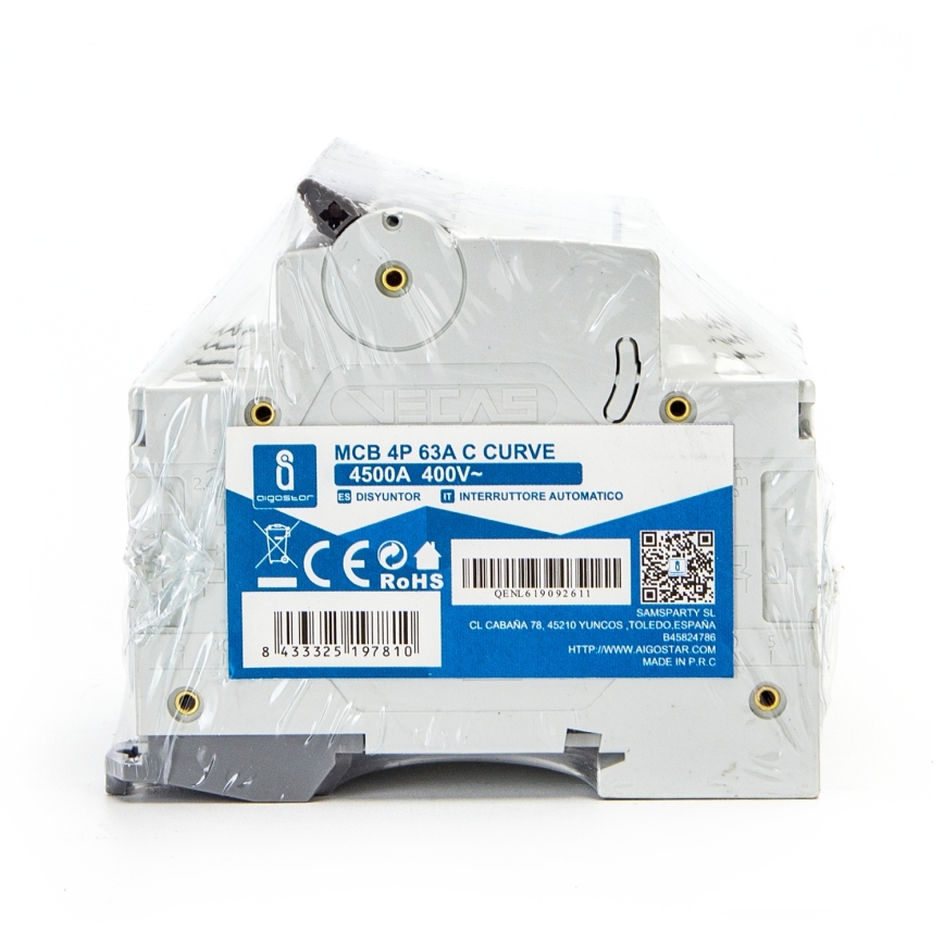 Aigostar - 4-pooleline automaatkaitselüliti 4P-63A-C 400V