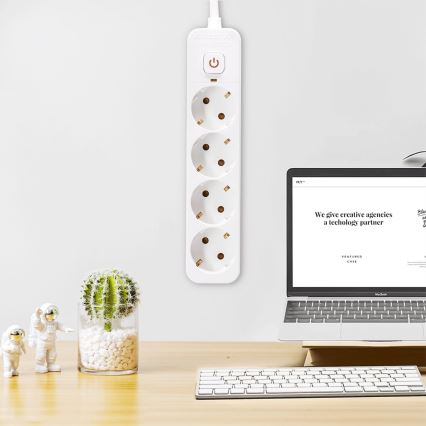 Aigostar - Pikendusjuhe lülitiga 4Z Tüüp F 5m SCHUKO valge