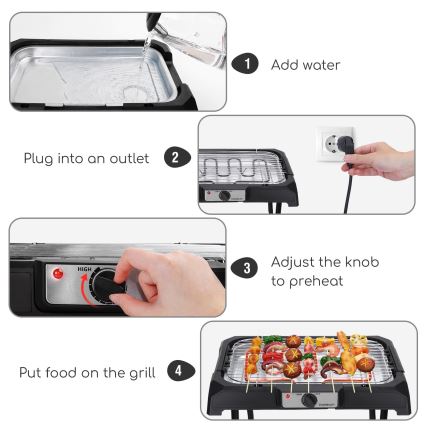 Aigostar - Elektrigrill koos alusega 2000W/230V must