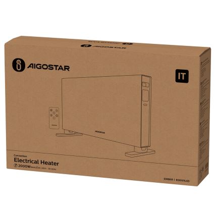 Aigostar - Elektriline otsekütte/konvektor LCD-ekraaniga ECO/1250/2000W/230V + kaugjuhtimispult