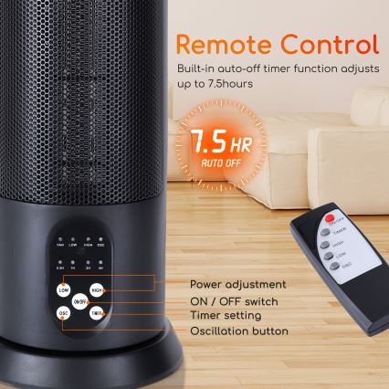 Aigostar - Elektriline soojendi 1500W/230V + kaugjuhtimispult