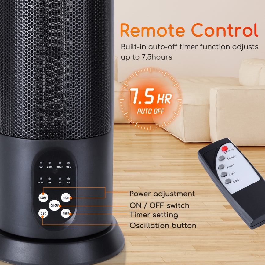 Aigostar - Elektriline soojendi 1500W/230V + kaugjuhtimispult