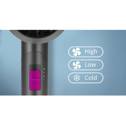 Aigostar - Föön, reisisuuruses 1800W/230V lilla/must