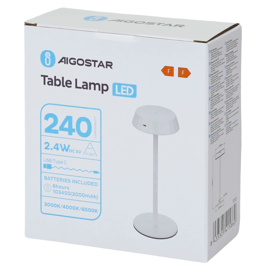 Aigostar - Hämardatav AMBIENT LED-laualamp LED/2,4W/5V 3000-6500K valge