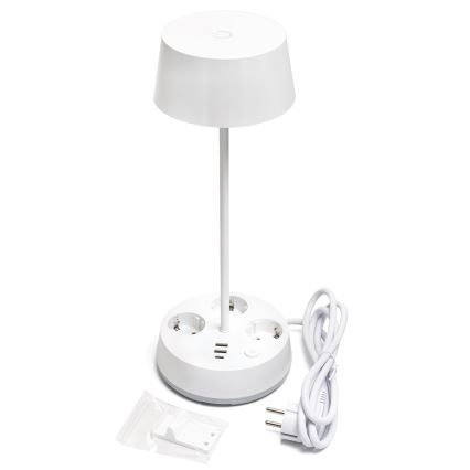 Aigostar - LED hämardatav lauavalgusti pistikupesade ja USB-pordiga LED/4,6W/230V 3000/4000/6500K valge
