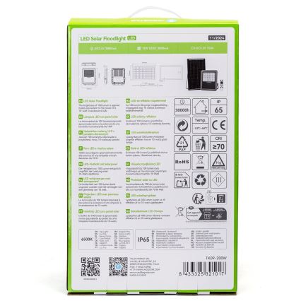 Aigostar - Hämardatav LED-päikesereflektor LED/200W/3,4V IP65 15000 mAh + kaugjuhtimispult