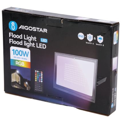Aigostar - LED RGB hämardatav prožektor LED/100W/230V IP65 + kaugjuhtimispult