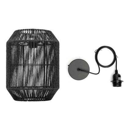 Aigostar - Juhtmega rippvalgusti 1xE27/60W/230V must, läbimõõt 23 cm