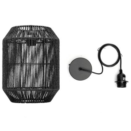Aigostar - Juhtmega rippvalgusti 1xE27/60W/230V must, läbimõõt 23 cm