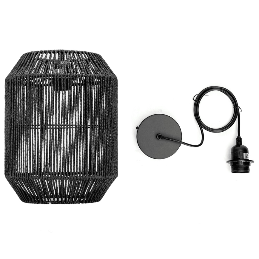 Aigostar - Juhtmega rippvalgusti 1xE27/60W/230V must, läbimõõt 23 cm