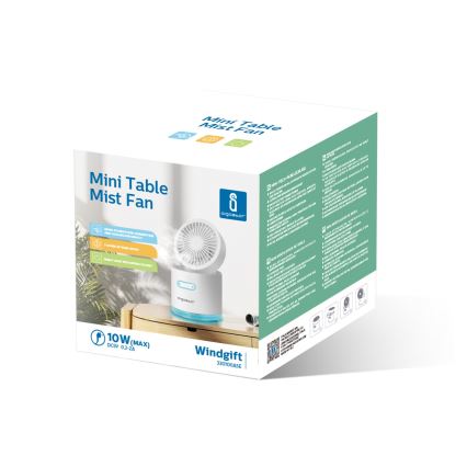 Aigostar - RGB Juhtmevaba mini lauaventilaator koos õhuniisutiga 10W/5V valge
