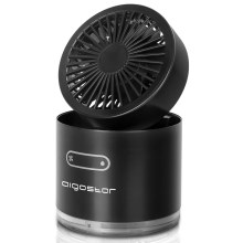 Aigostar - Juhtmevaba mini lauaventilaator koos uduefektiga 10W/5V must