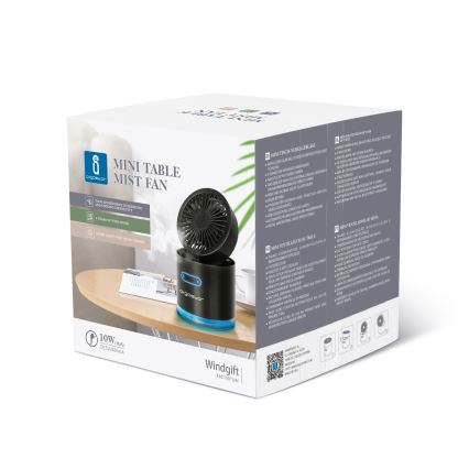 Aigostar - RGB Juhtmevaba mini lauaventilaator uduefektiga MIST 10W/5V must