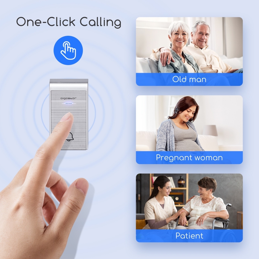 Aigostar - Traadita pistikukell 230V/12V IP44 hõbedane