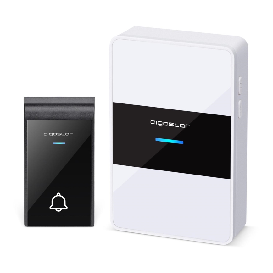 Aigostar - Juhtmevaba uksekell 3xAA/12V IP44 must/valge