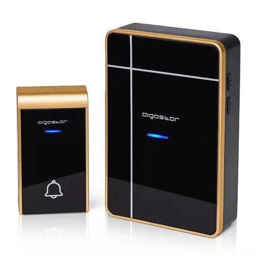 Aigostar - Juhtmevaba uksekell 3xAA/12V IP44 must/vask