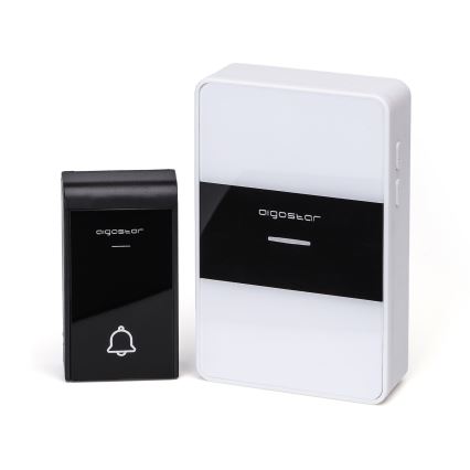Aigostar - Juhtmevaba uksekell 3xAA/12V IP44 must/valge