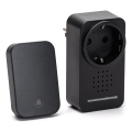 Aigostar - Juhtmevaba uksekell pistikuga 1Z 230V IPX4 must