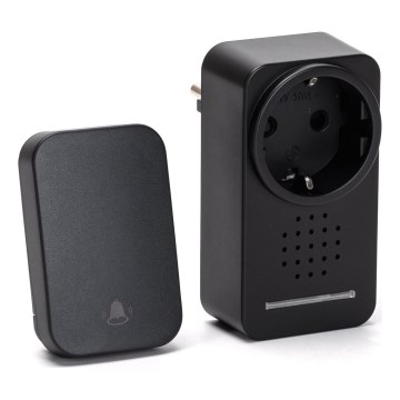 Aigostar - Juhtmevaba uksekell pistikuga 1Z 230V IPX4 must