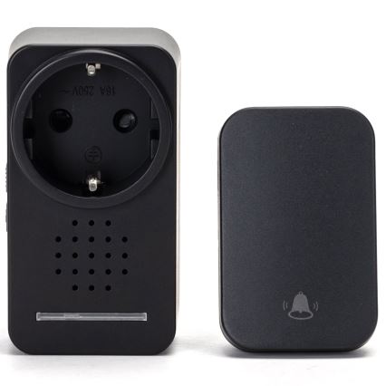 Aigostar - Juhtmevaba uksekell pistikuga 1Z 230V IPX4 must
