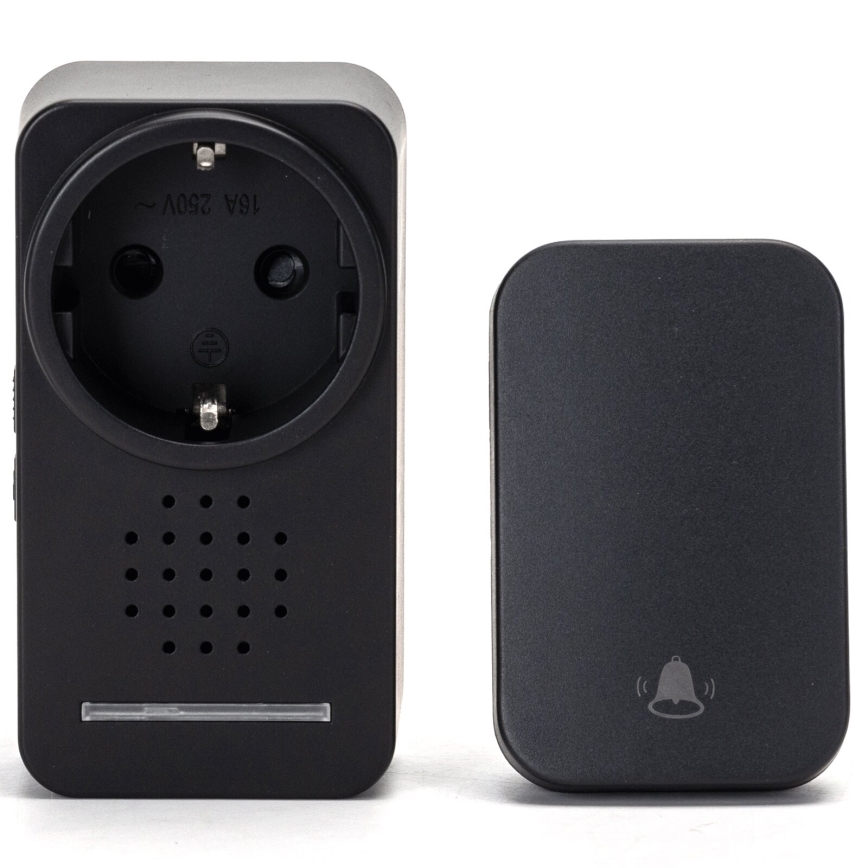 Aigostar - Juhtmevaba uksekell pistikuga 1Z 230V IPX4 must
