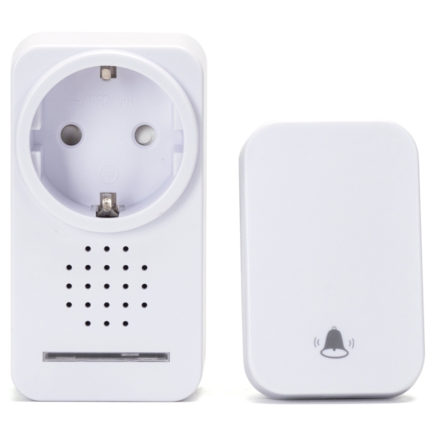 Aigostar - Juhtmevaba uksekell pistikuga 1Z 230V IPX4 valge