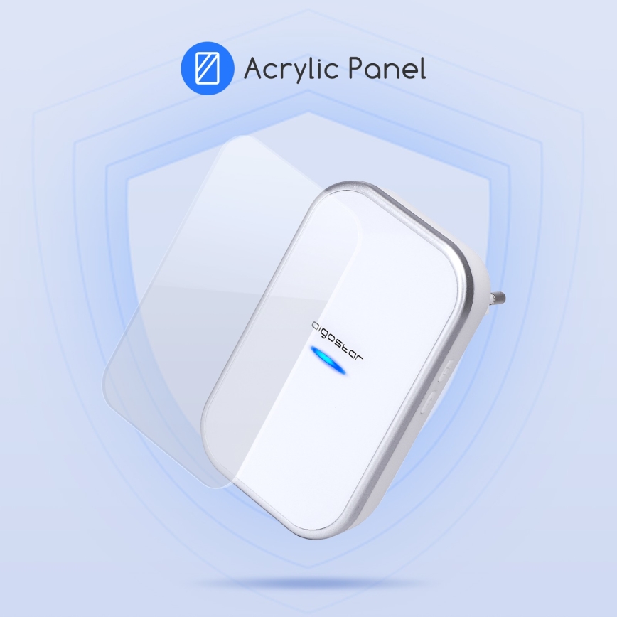 Aigostar - Juhtmevaba uksekell pistikuga 230V/12V IP44 valge
