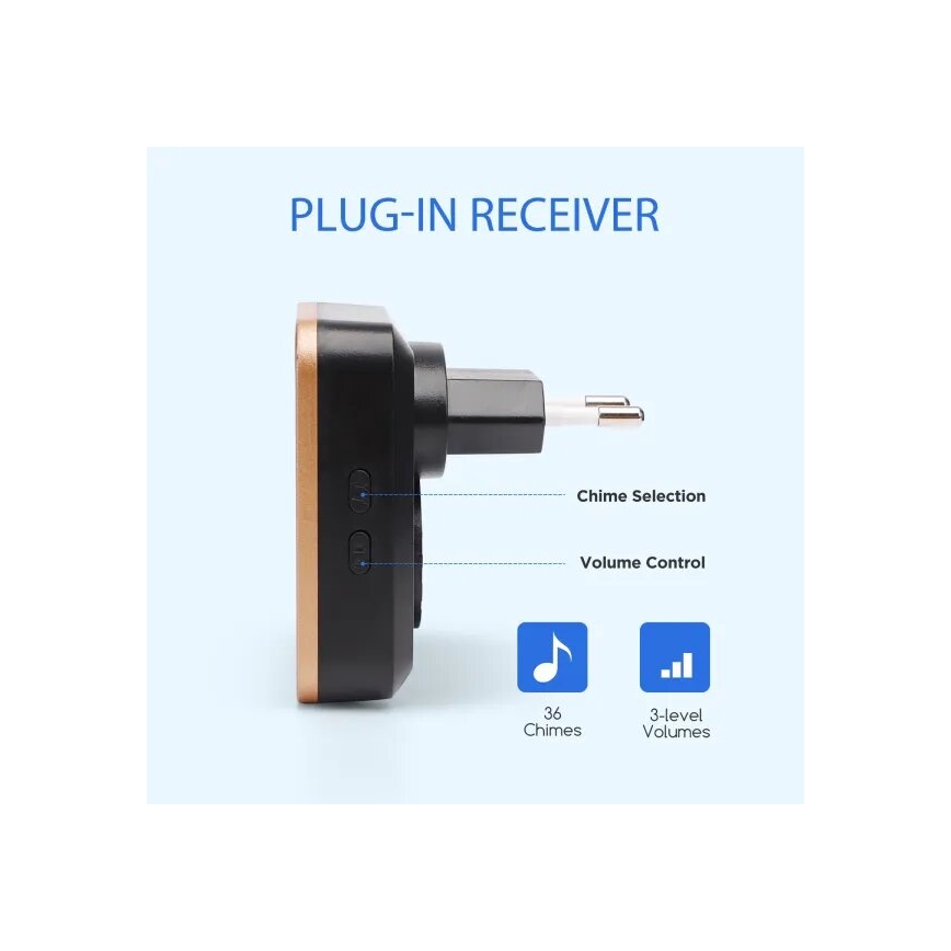 Aigostar - Juhtmevaba uksekell pistikupessa 230V must