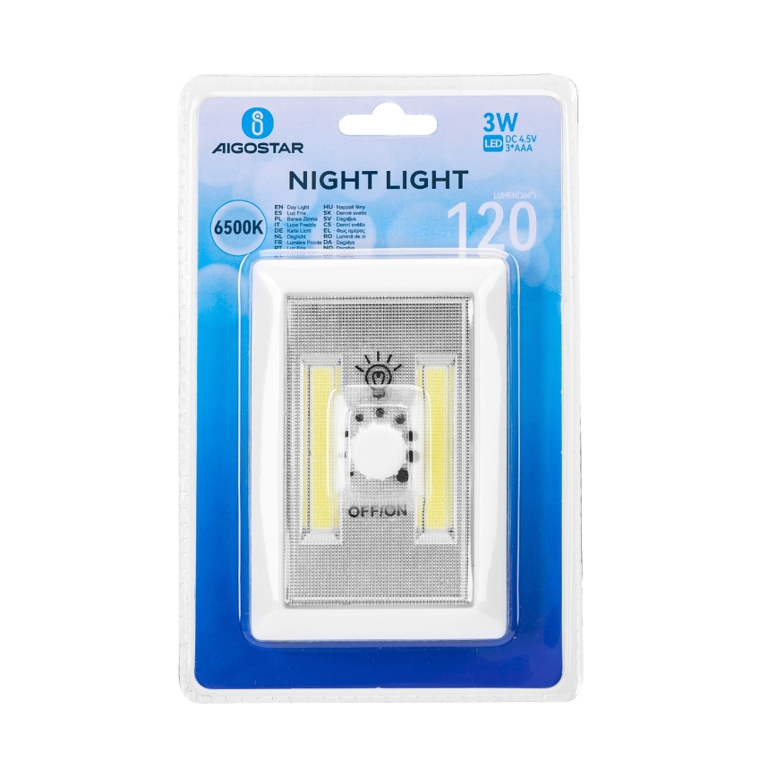 Aigostar - kaasaskantav LED-öövalgusti LED/3xAAA 6500K