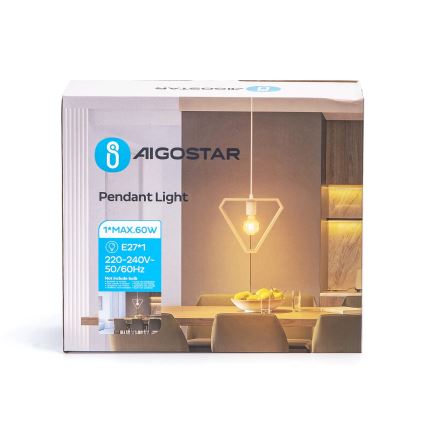 Aigostar - Kerglüliti rippvalgusti 1xE27/60W/230V beež