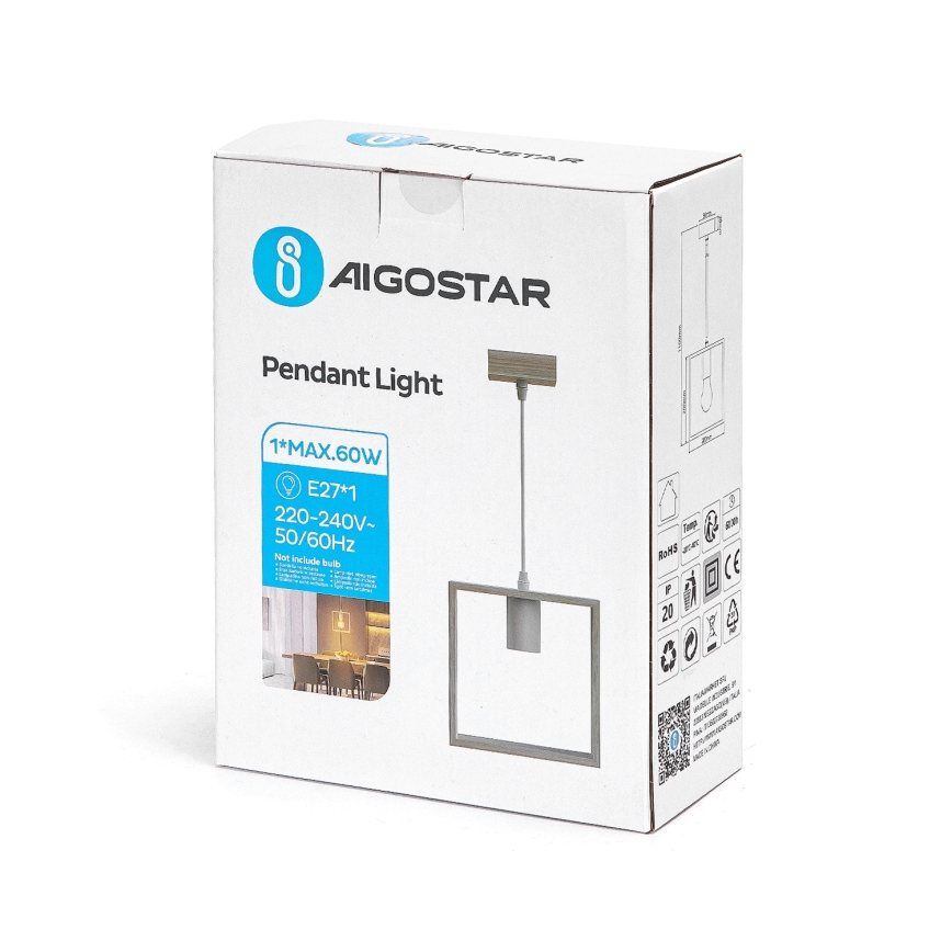 Aigostar - Kinnitus lühter 1xE27/60W/230V beež