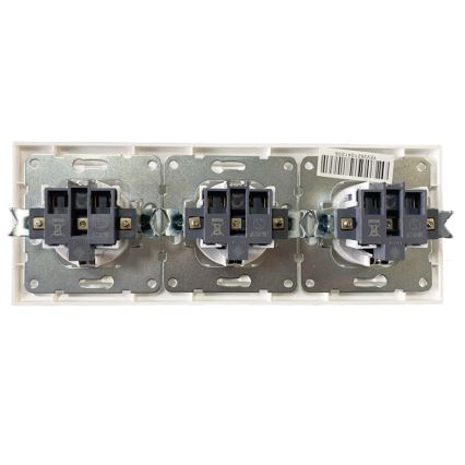 Aigostar - Kolmekordne kodune SCHUKO-pistikupesa raamiga, 230V, valge