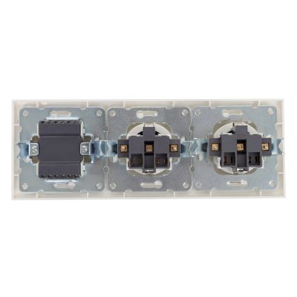 Aigostar - Kolmekordne lüliti nr 3 ja 2x SCHUKO 230 V pistikupesa raamiga, valge
