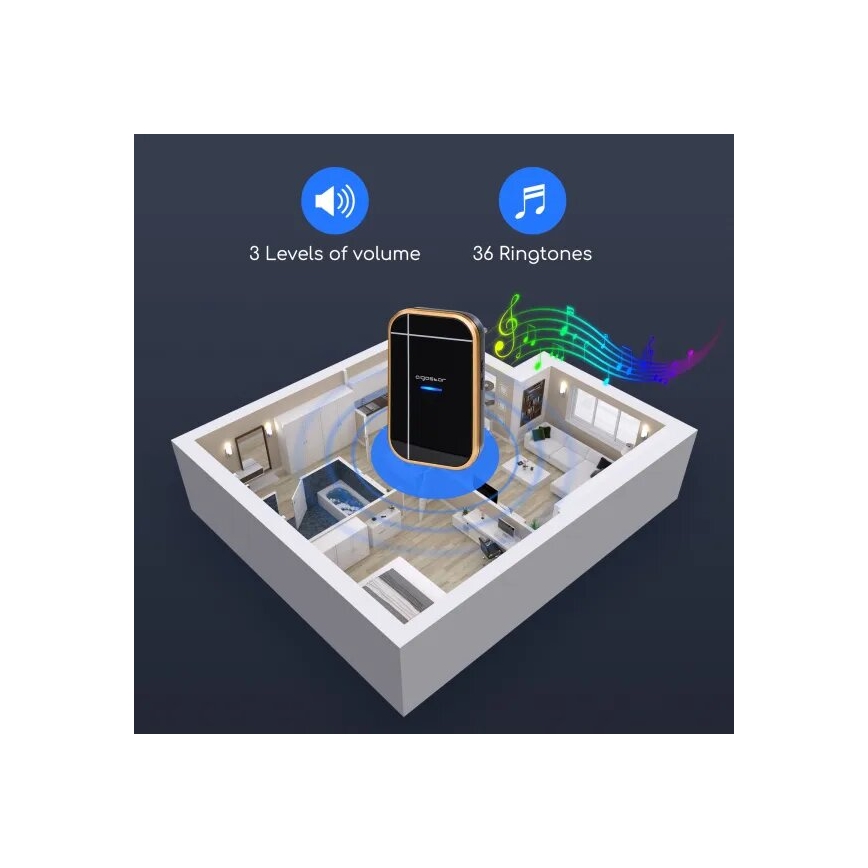Aigostar - KOMPLEKT 2x Juhtmevaba uksekell pistikupessa 230V IP44 must/vask