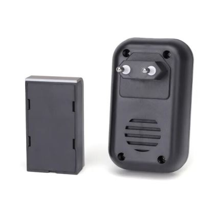 Aigostar - KOMPLEKT 2x Juhtmevaba uksekell pistikupessa 230V IP44 must/vask