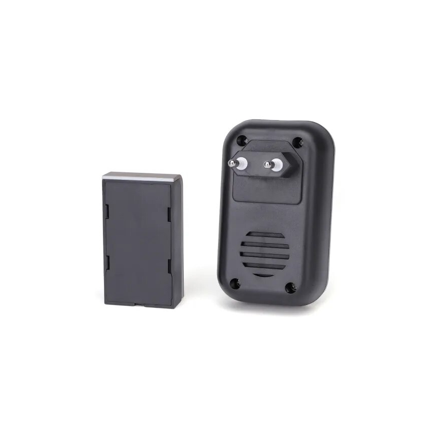 Aigostar - KOMPLEKT 2x Juhtmevaba uksekell pistikupessa 230V IP44 must/vask