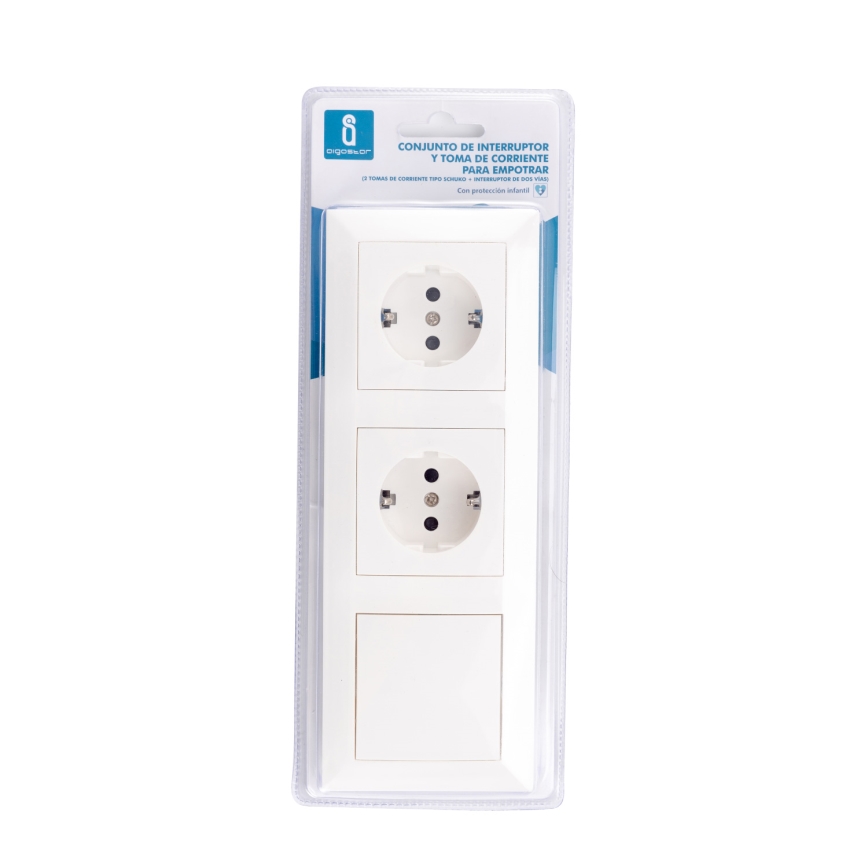 Aigostar - KOMPLEKT 2x Kodu pistikupesa lülitiga 2x16A/250V