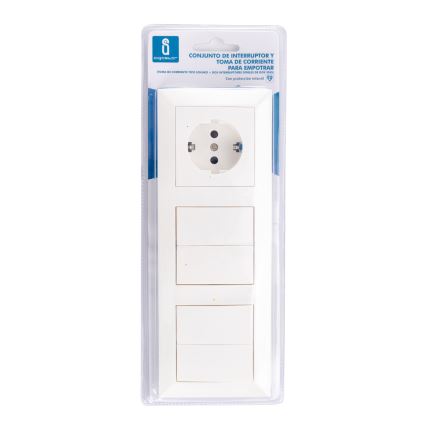 Aigostar - KOMPLEKT 2x Kodulüliti 2-nupu pistikupesaga 1x16A/250V SCHUKO