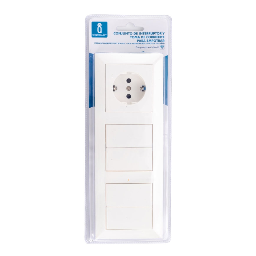 Aigostar - KOMPLEKT 2x Kodulüliti 2-nupu pistikupesaga 1x16A/250V SCHUKO